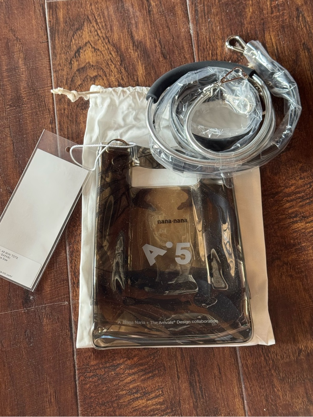 NWT Nana-Nana PVVC A5 Mini Tote Bag Black Transparent
